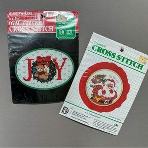 Cross Stitch needlepoint bundle of two Christmas projects. Everything included!